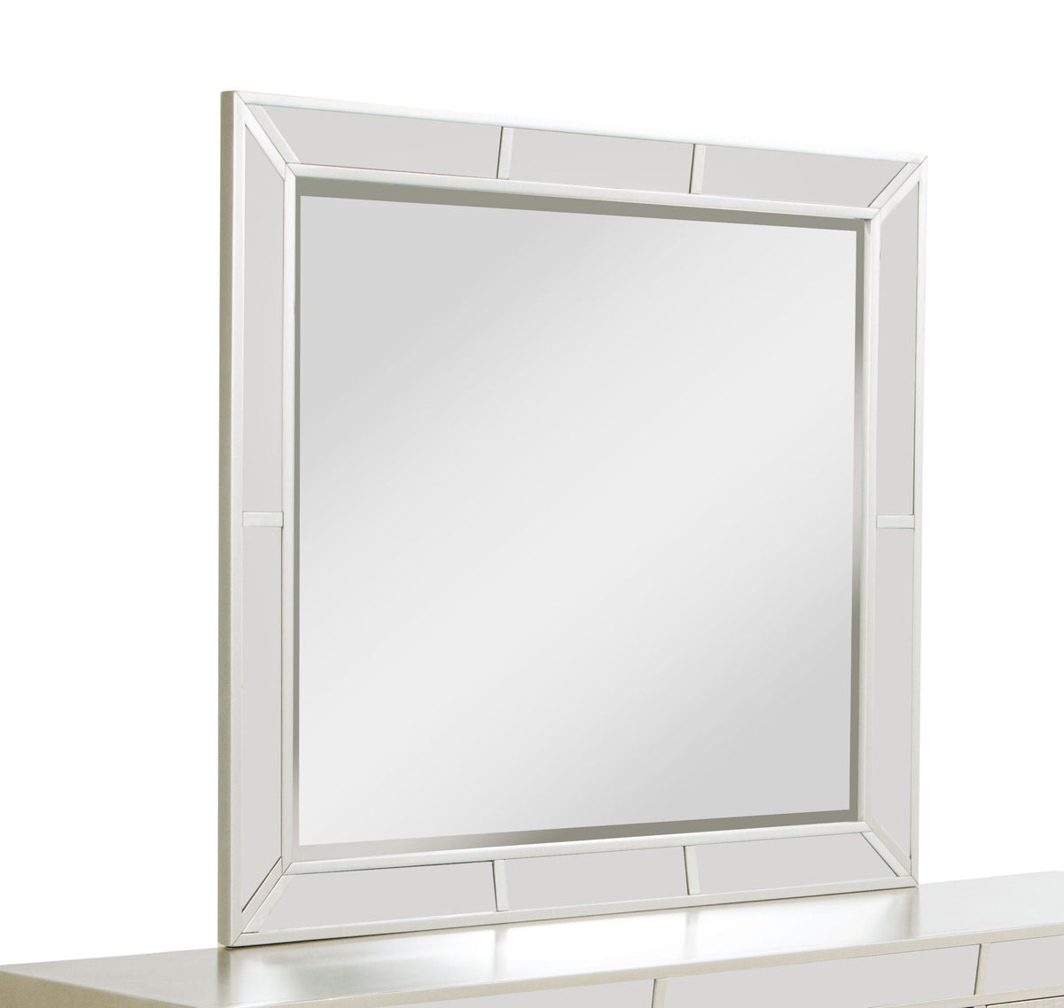 Elegant Contemporary Mirror with Framed Accents – Pearl Silver or White, photo 6 of 8