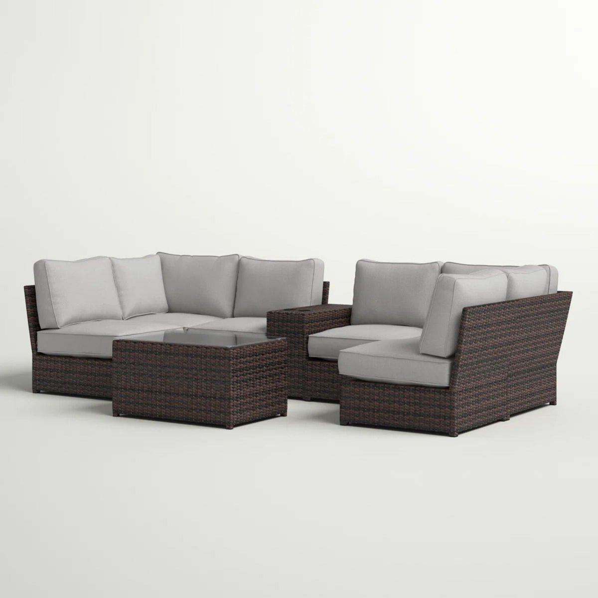 Modular Wicker Patio Seating Group with Cushions - Gray or Dark Brown, photo 16 of 33