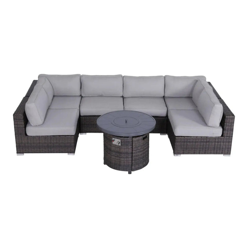 Wicker Outdoor Lounge Set With Cushions And Fire Pit by Unique Piece Furniture