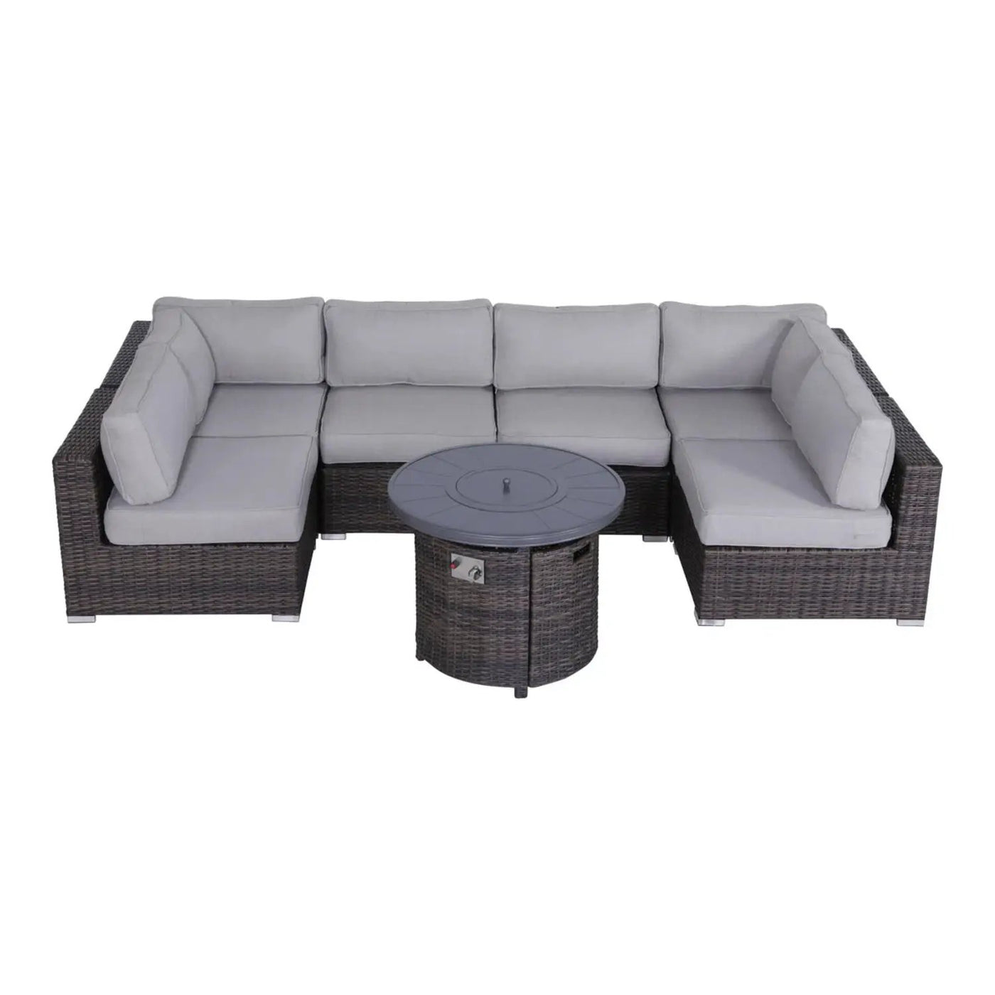 Wicker Outdoor Lounge Set With Cushions And Fire Pit by HouseOfZazla