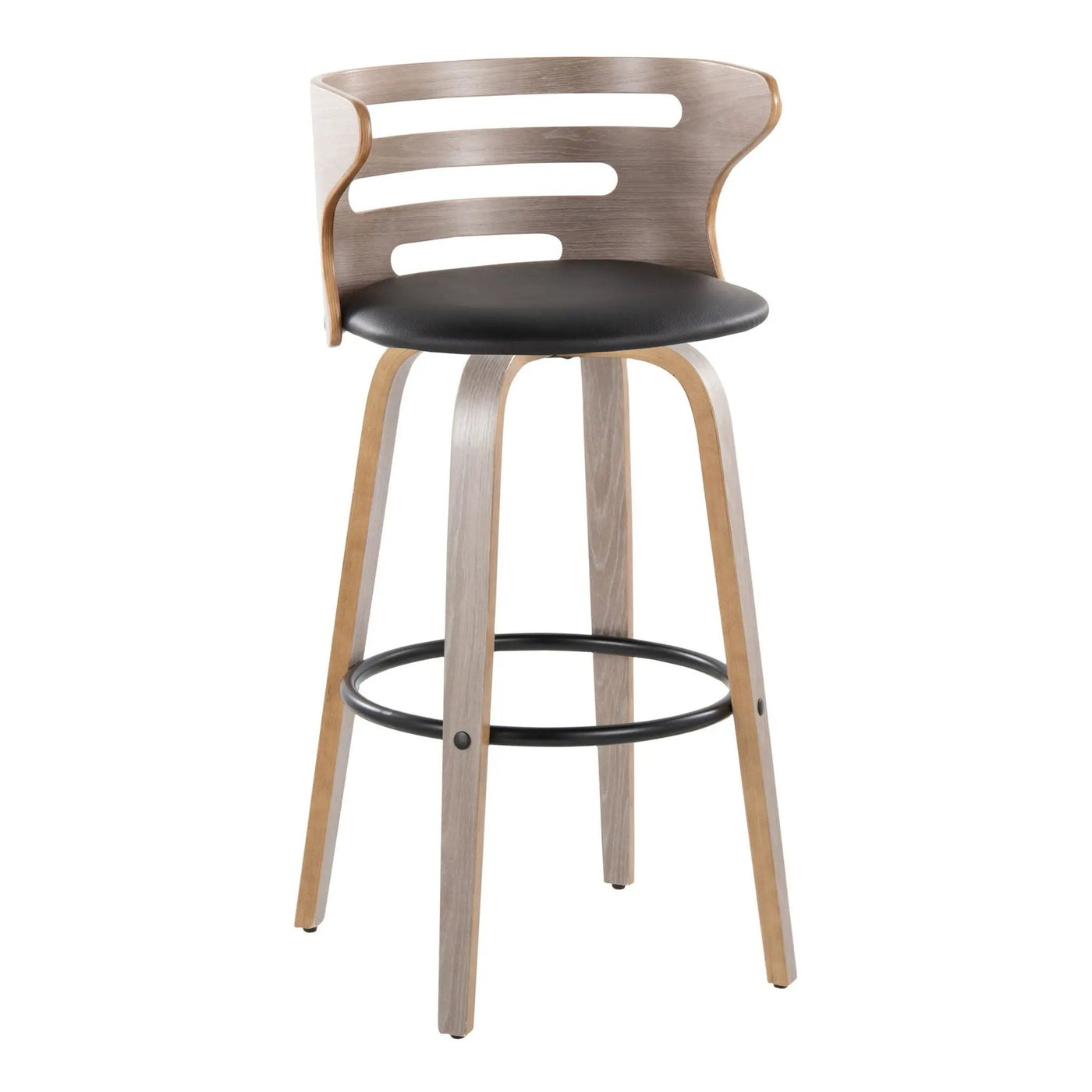 Cosini - Mid Century Modern Fixed Height, Barstool & Swivel And Round Footrest (Set of 2) by HouseOfZazla