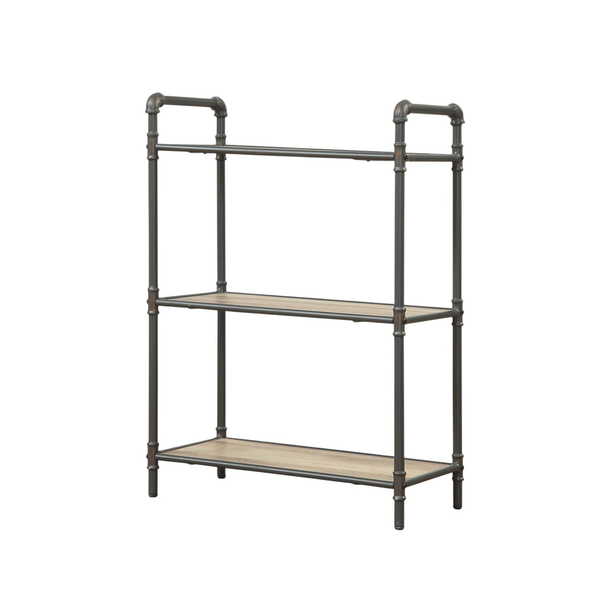 Light Brown Bookshelf with Durable Metal Frame - 26"W x 14"D x 49"H