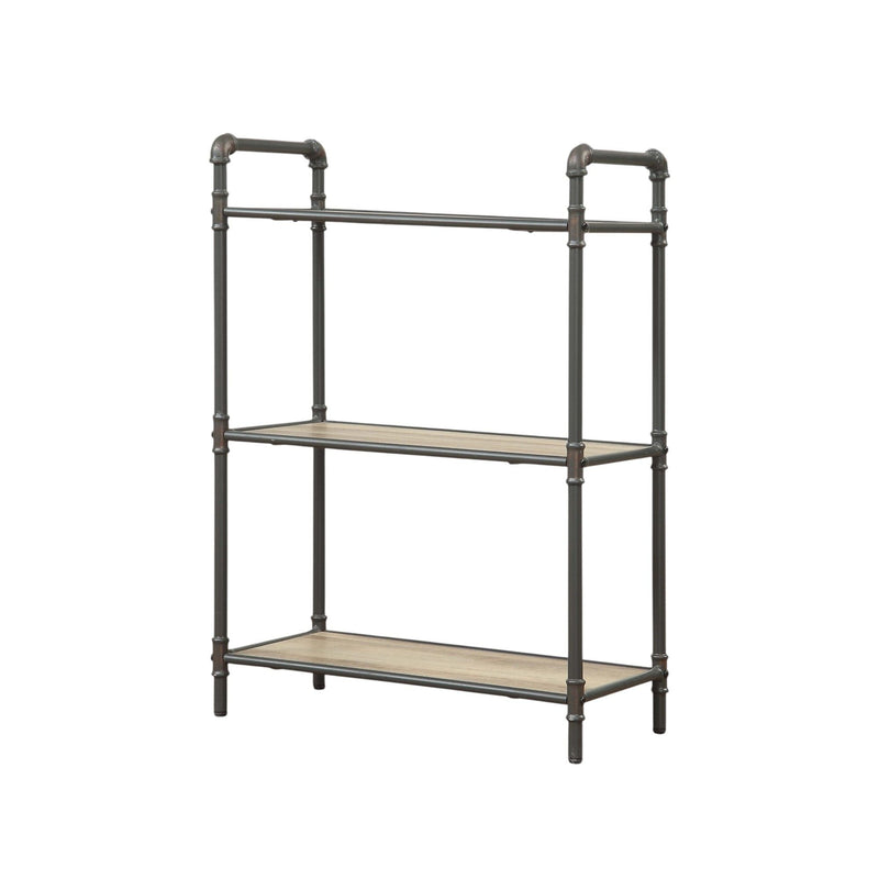 Light Brown Bookshelf with Durable Metal Frame - 26"W x 14"D x 49"H