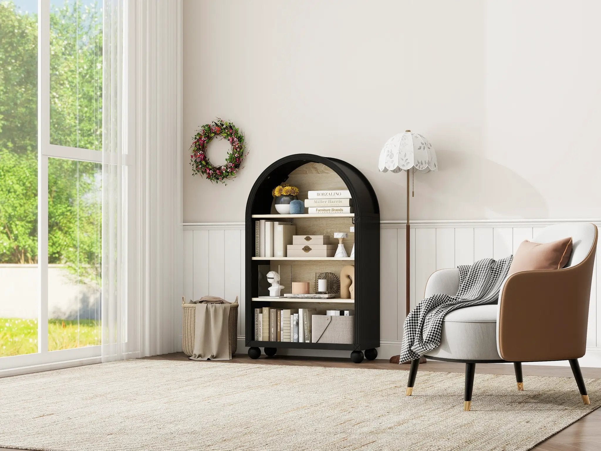Arched 4-Tier Storage Cabinet with Carved Edges by HouseOfZazla