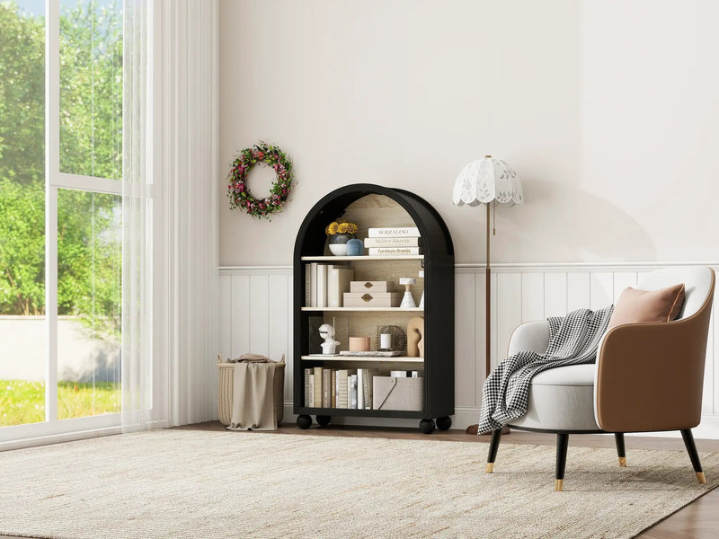 Arched 4-Tier Storage Cabinet with Carved Edges by HouseOfZazla