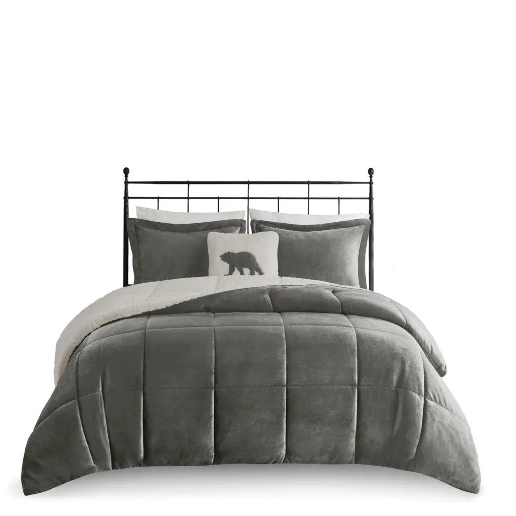 Full/Queen Plush to Sherpa Down Alternative Comforter Set by HouseOfZazla