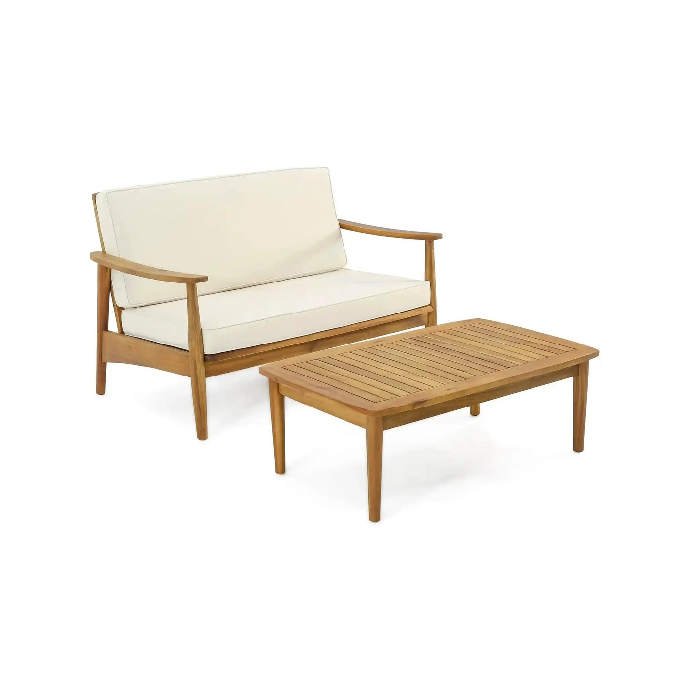 Outdoor Acacia Wood Loveseat Set With Coffee Table by HouseOfZazla