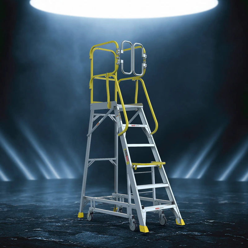 6 Step 375lbs Aluminum Rolling Platform Ladder by HouseOfZazla