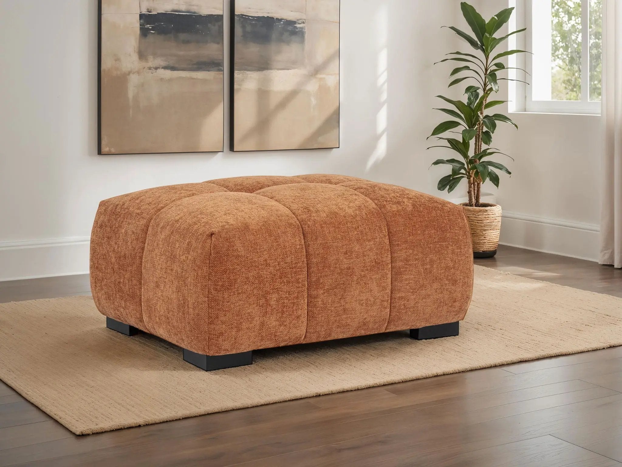 Octavia Upholstered Rectangular Ottoman Orange by Unique Piece Furniture