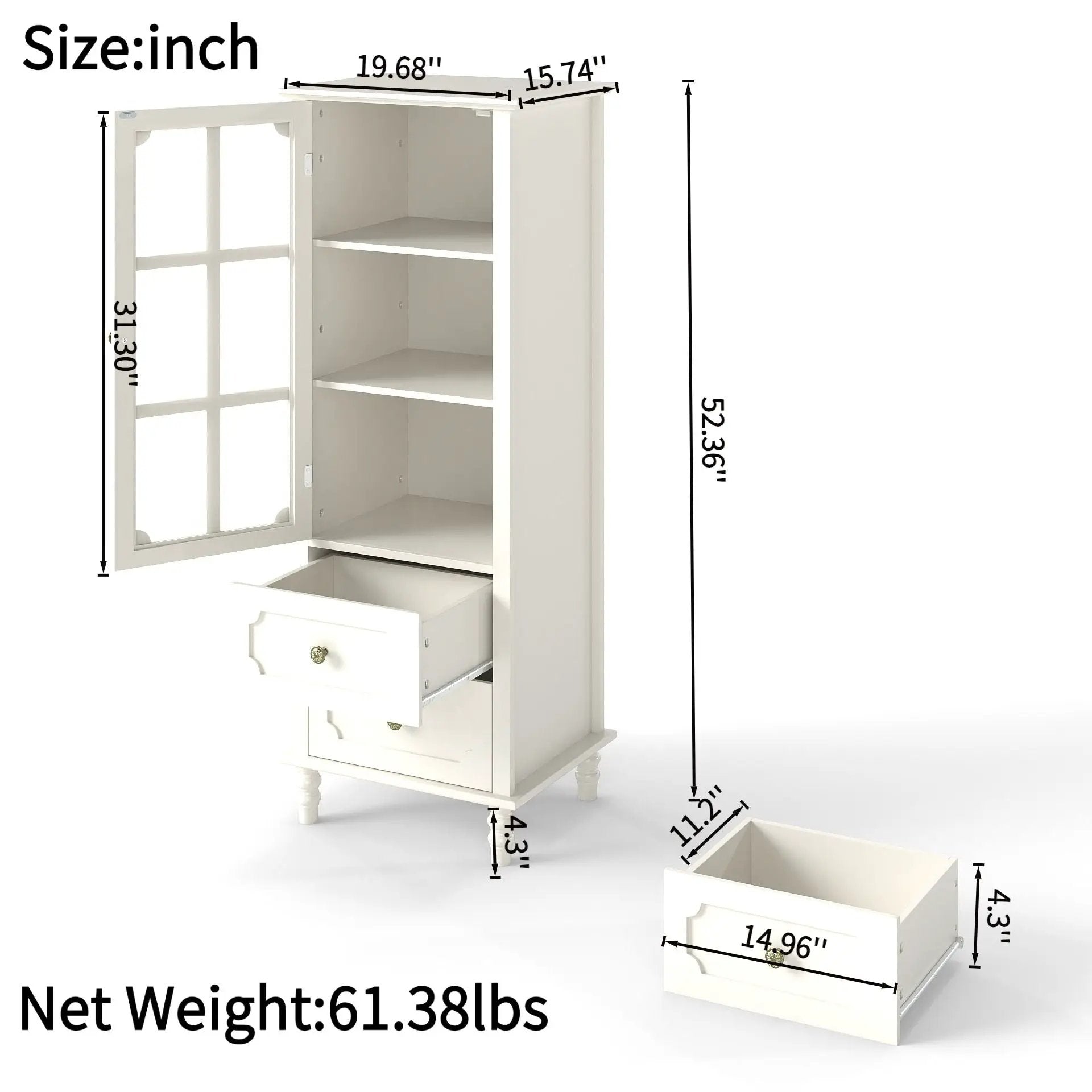 Minimalism Buffet Cabinet With Glass Doors And Double Drawer by HouseOfZazla