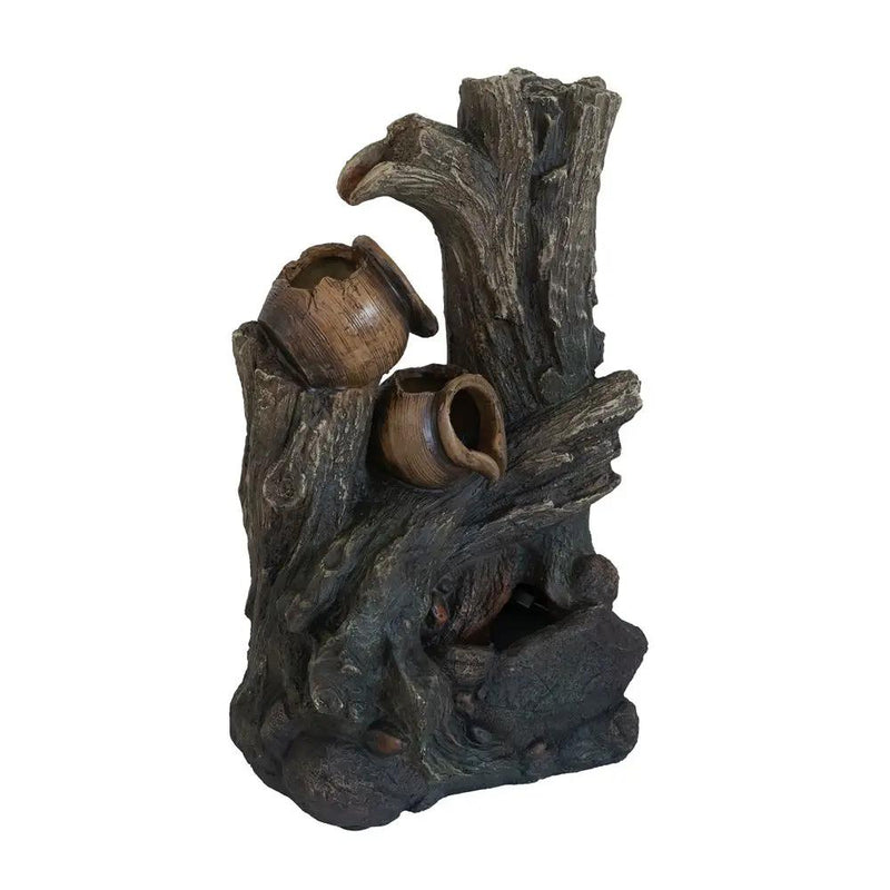 Decorative 4 Tier Broken Pot Water Fountain With LED Light - Brown by HouseOfZazla