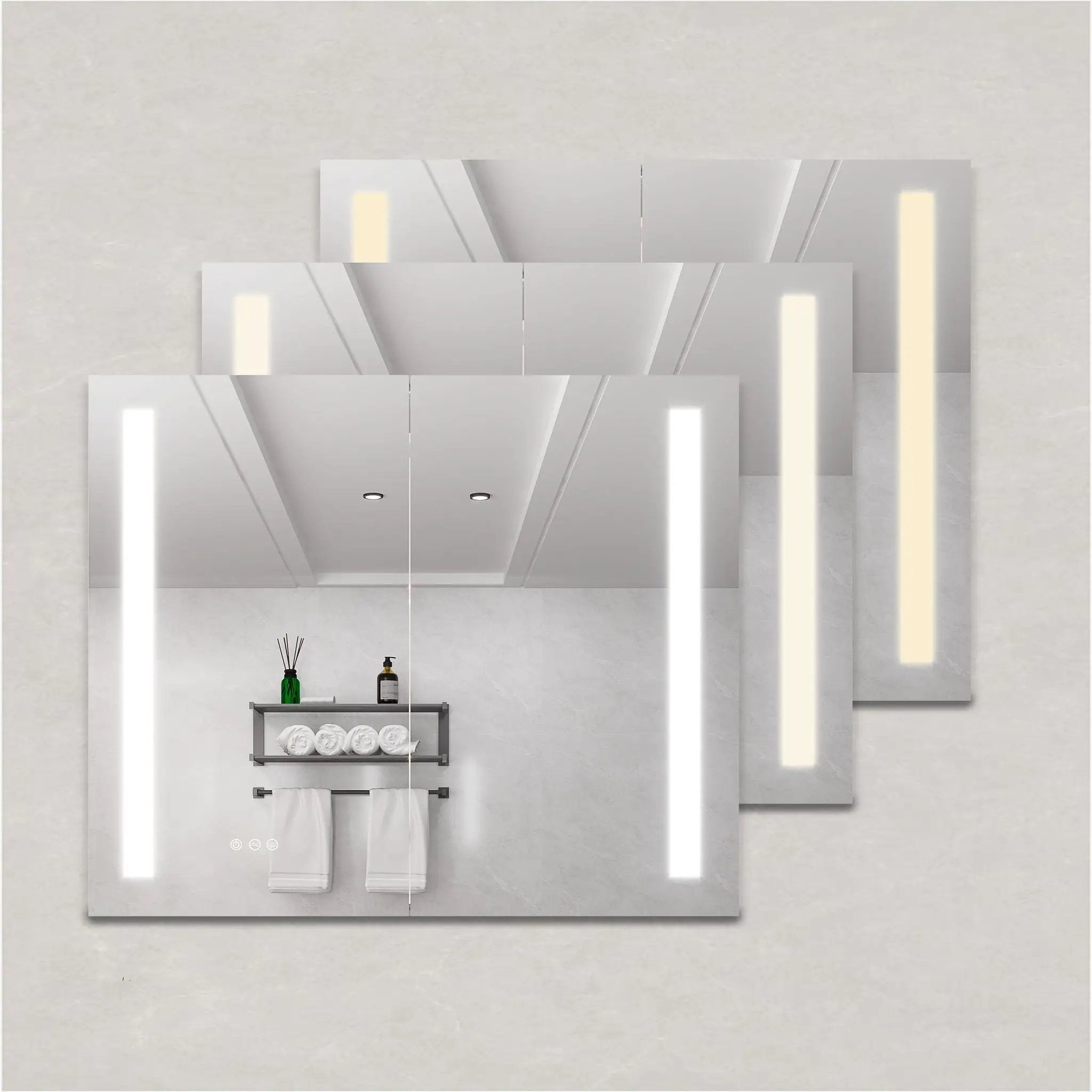 LED Medicine Cabinet With Mirror, Double Door With Defogger, Dimmer, Surface Mount by HouseOfZazla