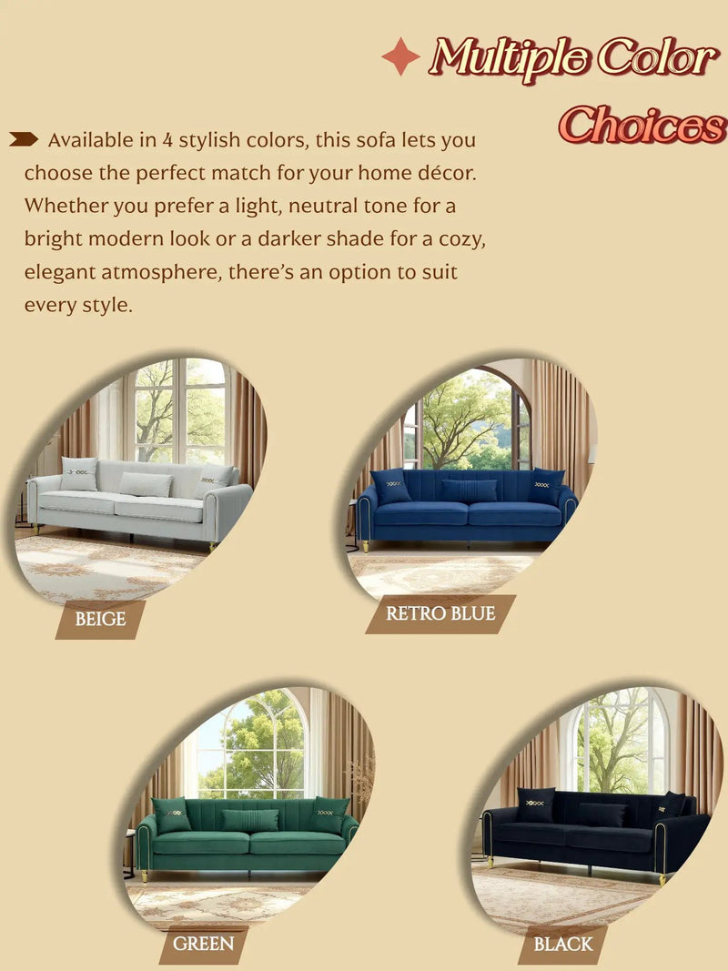 FX-P11-BK 87.4 Inch Modern Sofa Couch for Living Room, 3 Seater Upholstered Sofa with Pillows by HouseOfZazla
