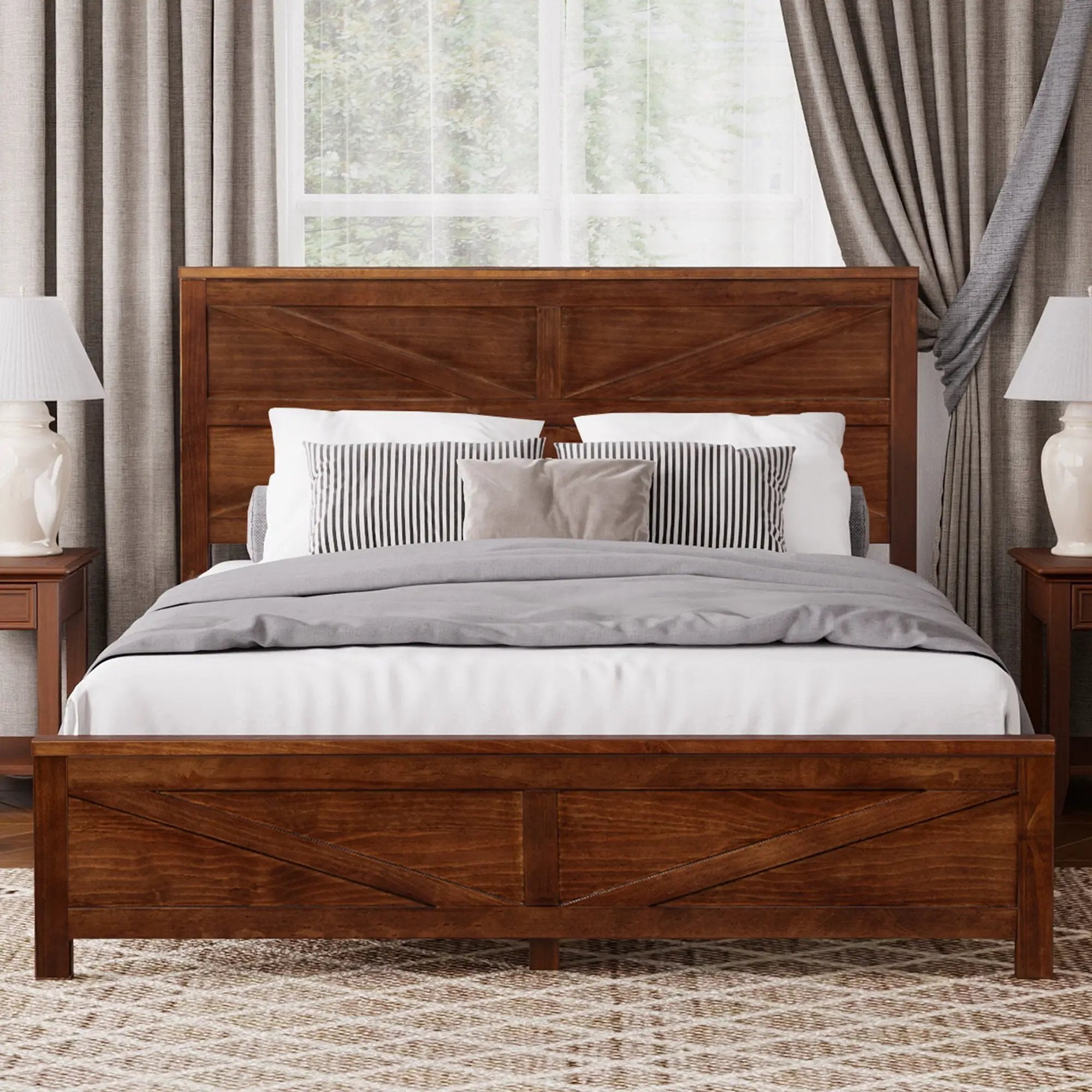 Farmhouse Style Queen Size Bed with Barn Door Headboard and Footboard by HouseOfZazla