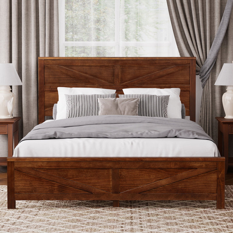 Farmhouse Style Queen Size Bed with Barn Door Headboard and Footboard by HouseOfZazla