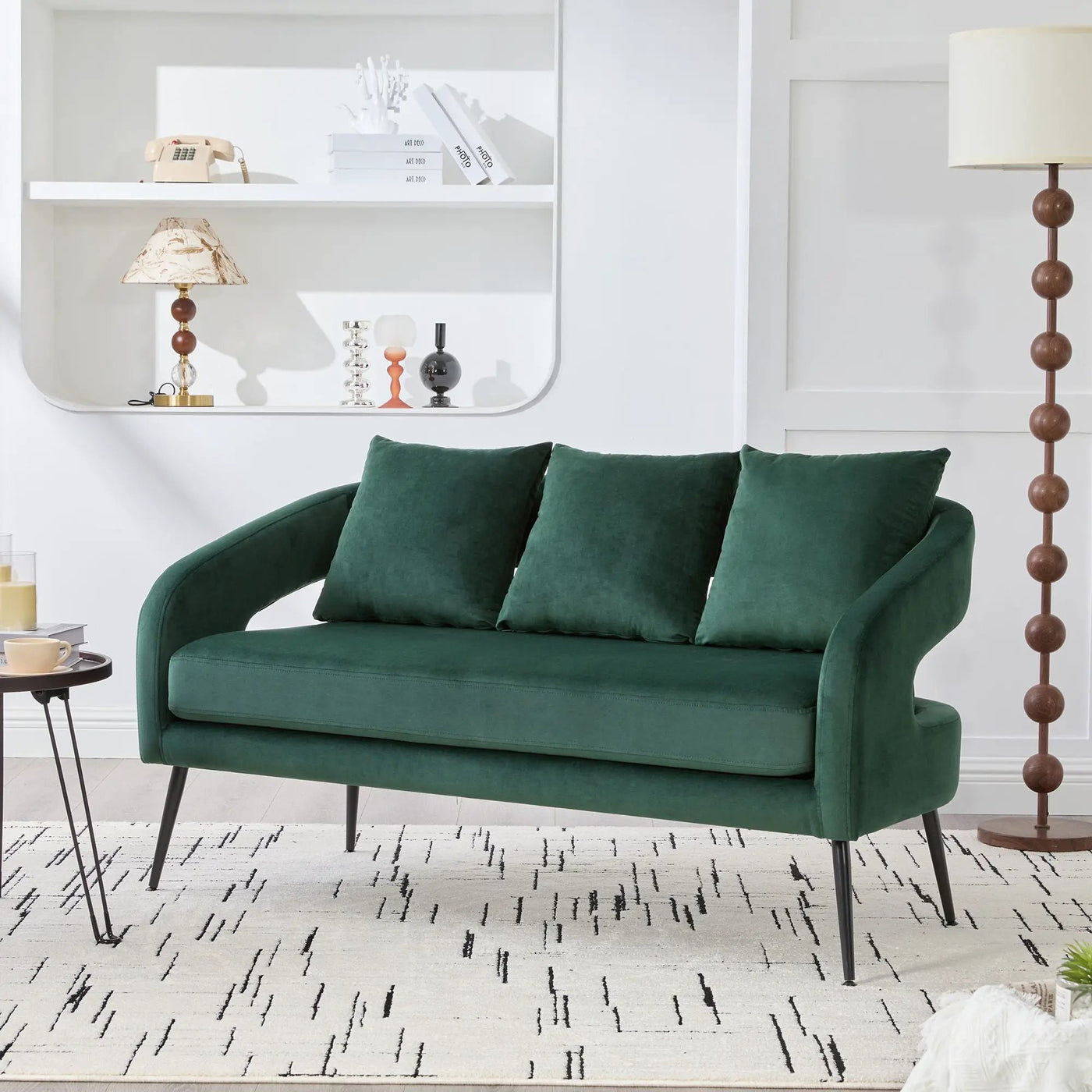 Open Back Loveseat Settee With 3 Pillows by HouseOfZazla