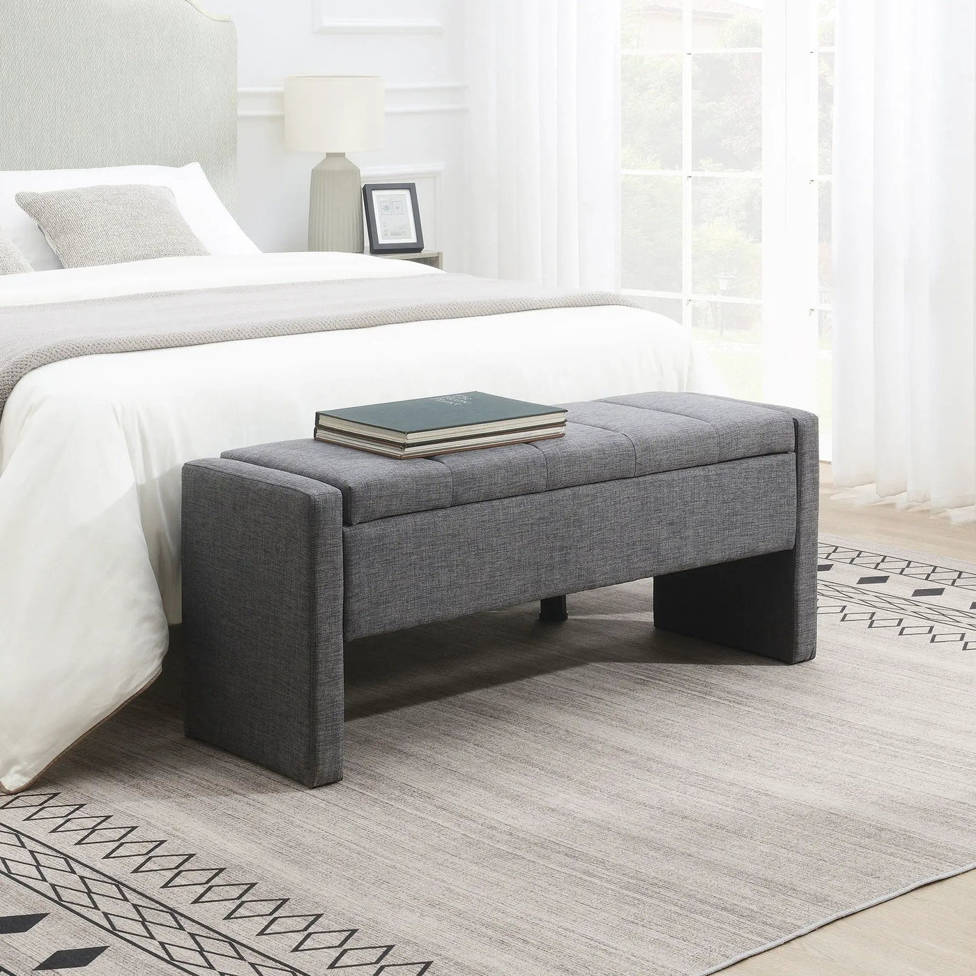 Modern Upholstered Large Bed End Bench With Storage by HouseOfZazla