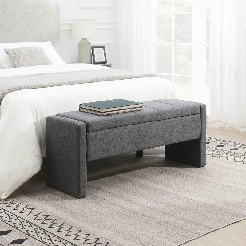 Modern Upholstered Large Bed End Bench With Storage by HouseOfZazla