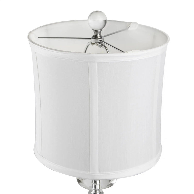 Karat - Contemporary Crystal Table Lamp (Set of 2) - Clear Crystal / Chrome / White Softback by HouseOfZazla