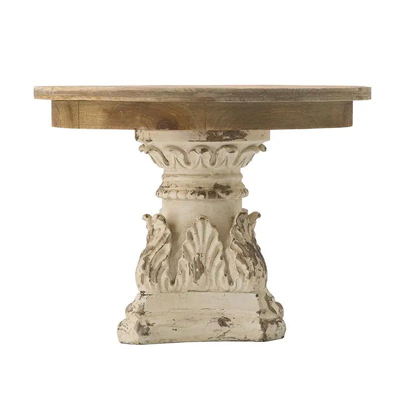 Cake Stand, Wood Cake Plate With Magnesium Base - Cream / Brown by HouseOfZazla