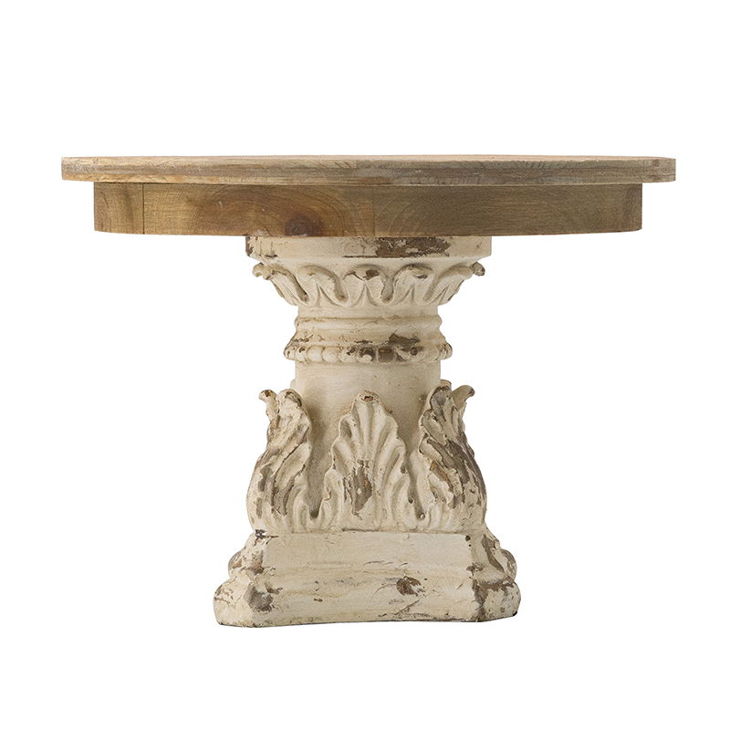 Wood Cake Stand With Magnesium Base - Cream / Brown, photo 3 of 9