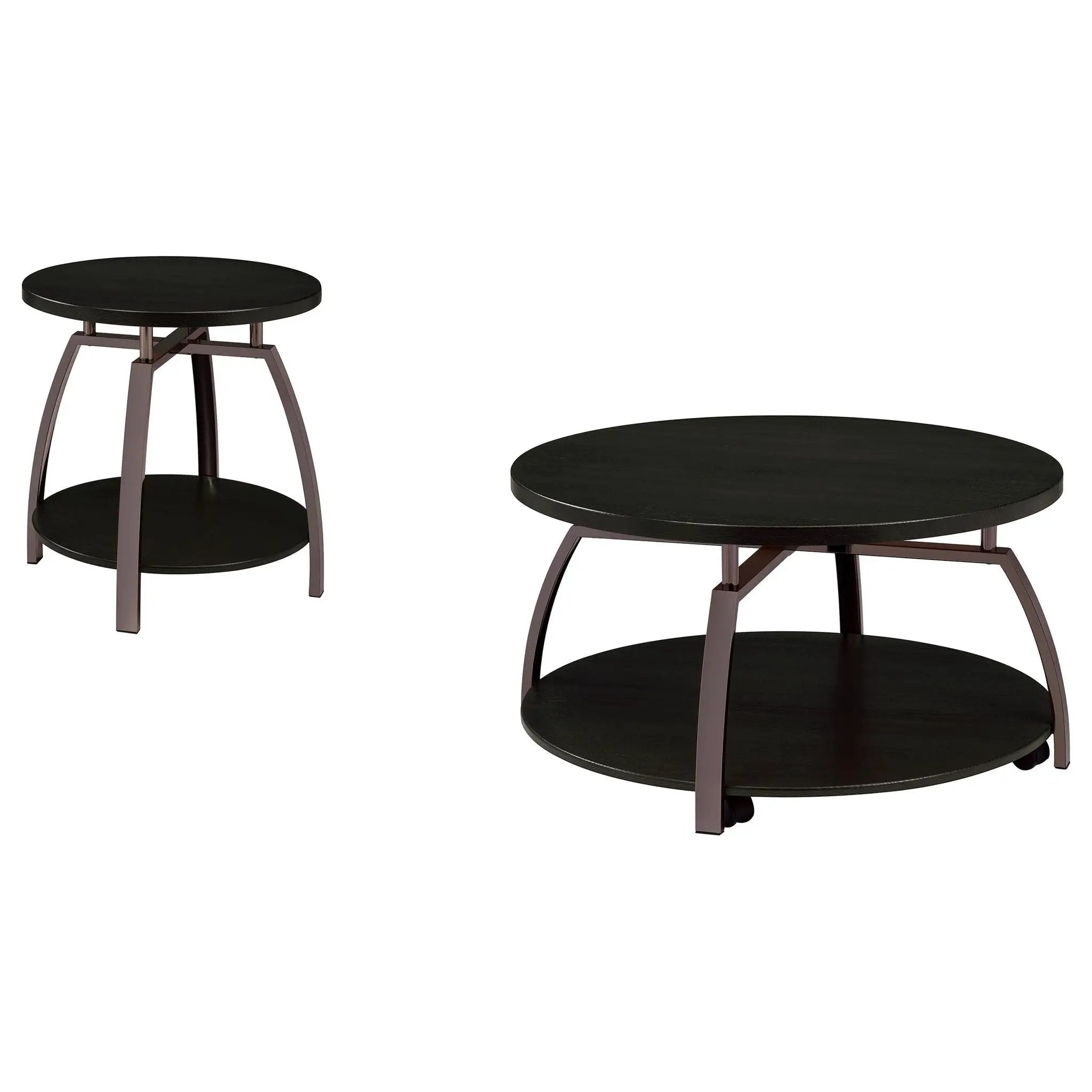 Dacre 2-piece Round Coffee and End Table Set Dark Charcoal by Unique Piece Furniture