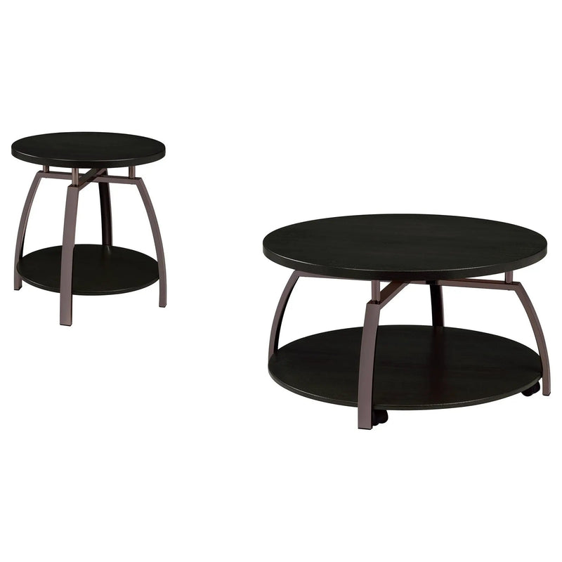 Dacre 2-piece Round Coffee and End Table Set Dark Charcoal by Unique Piece Furniture