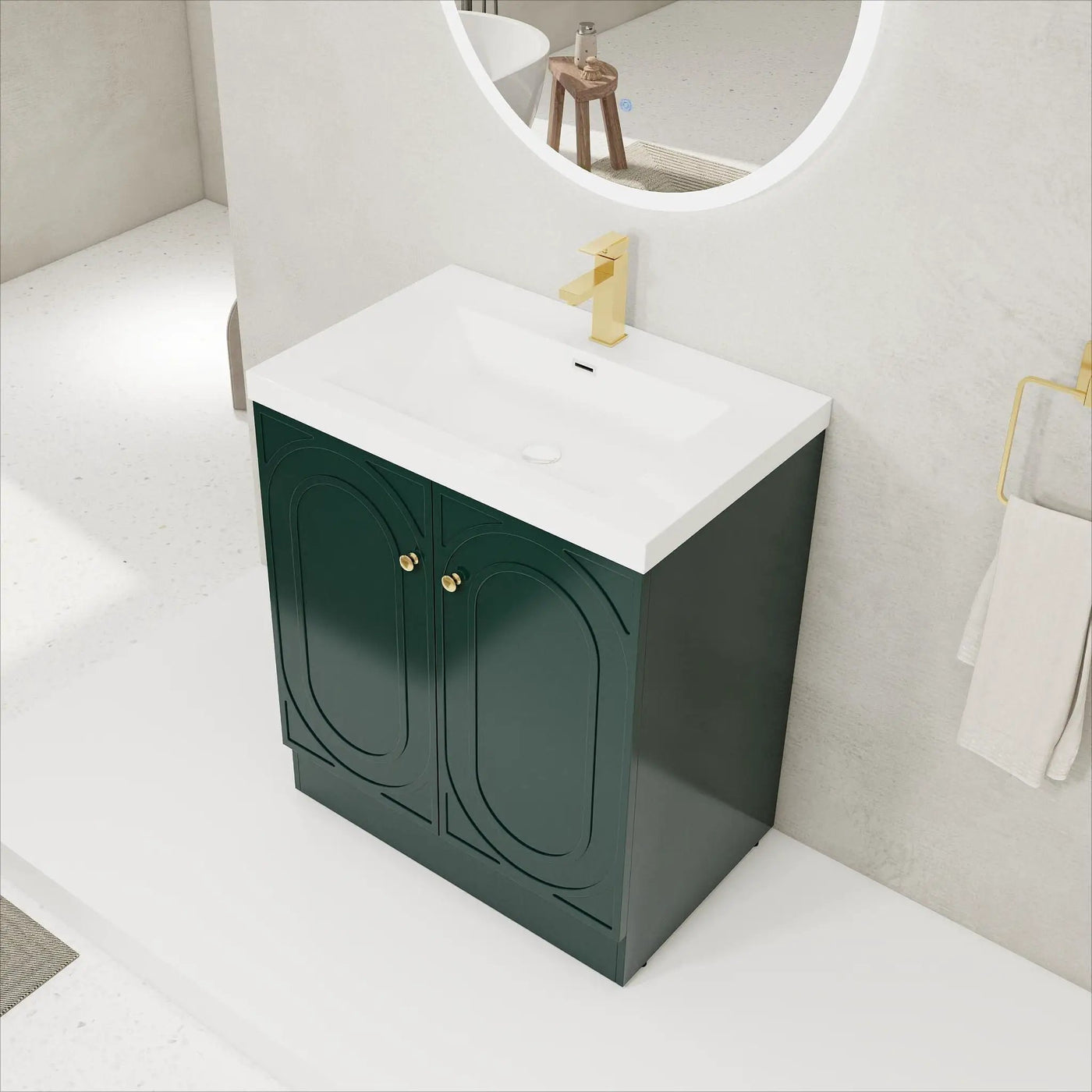 Contemporary Freestanding Bathroom Vanity With Resin Sink & Soft-Close Cabinet Doors by Unique Piece Furniture