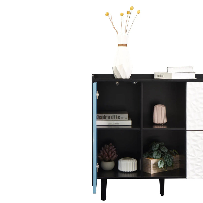 Modern Sideboard Buffet Cabinet With Doors And Unique Panel Styling by HouseOfZazla