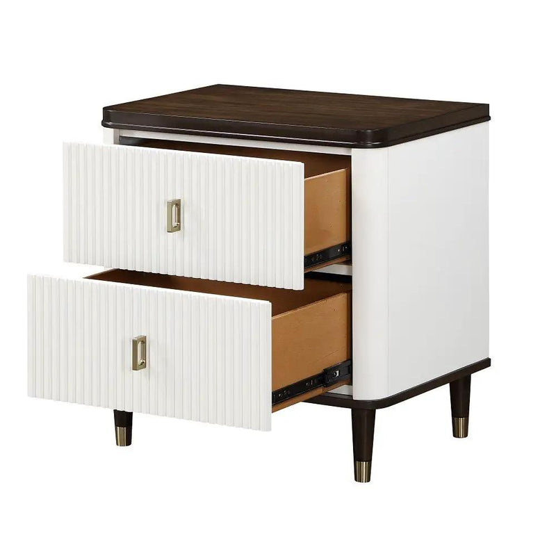 Carena - Nightstand With USB - White & Brown by Unique Piece Furniture