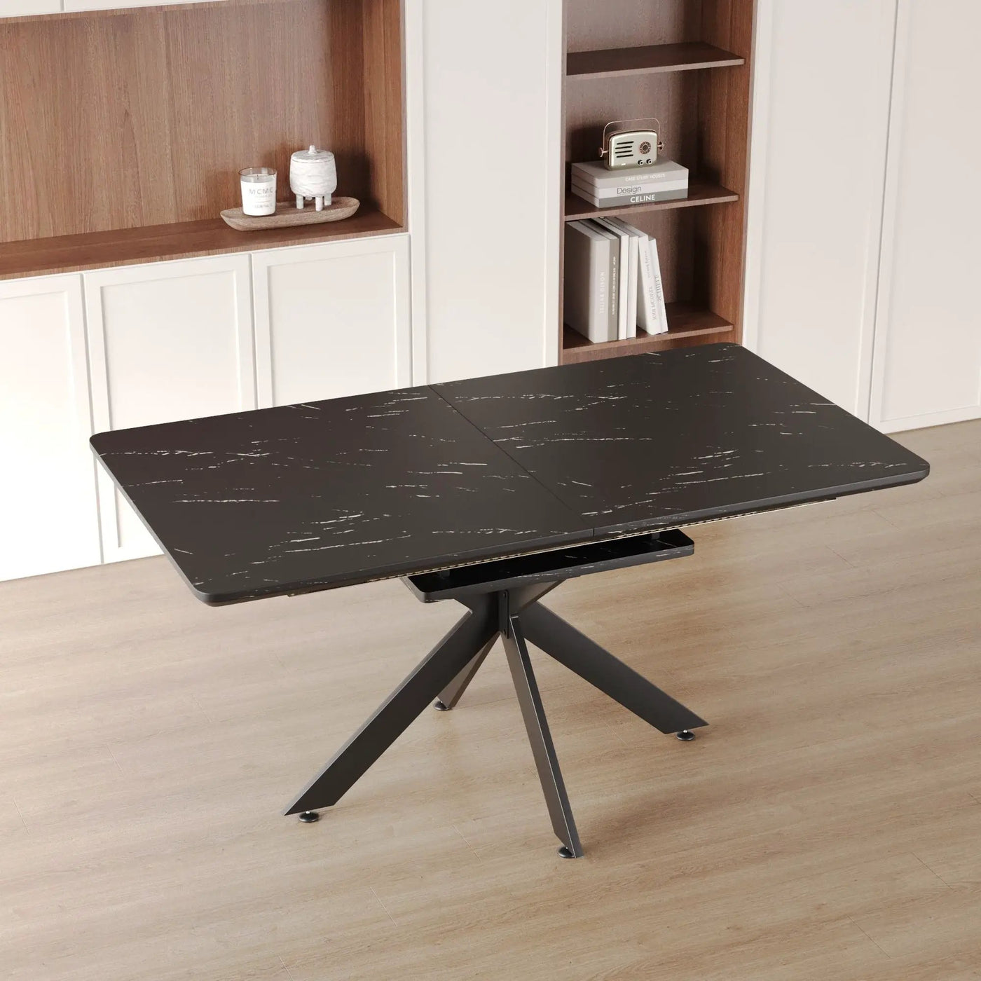 Modern Mid-Century Dining Table Set With Extendable Design by HouseOfZazla