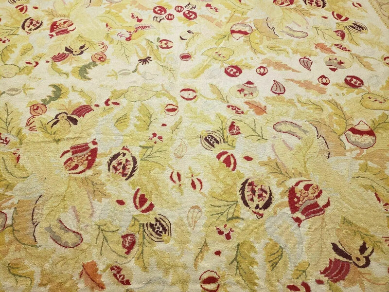 9' X 11' Handmade Chinese Needlepoint Wool Floral Rug Carpet Rose Garden Chic by Jewel Rugs