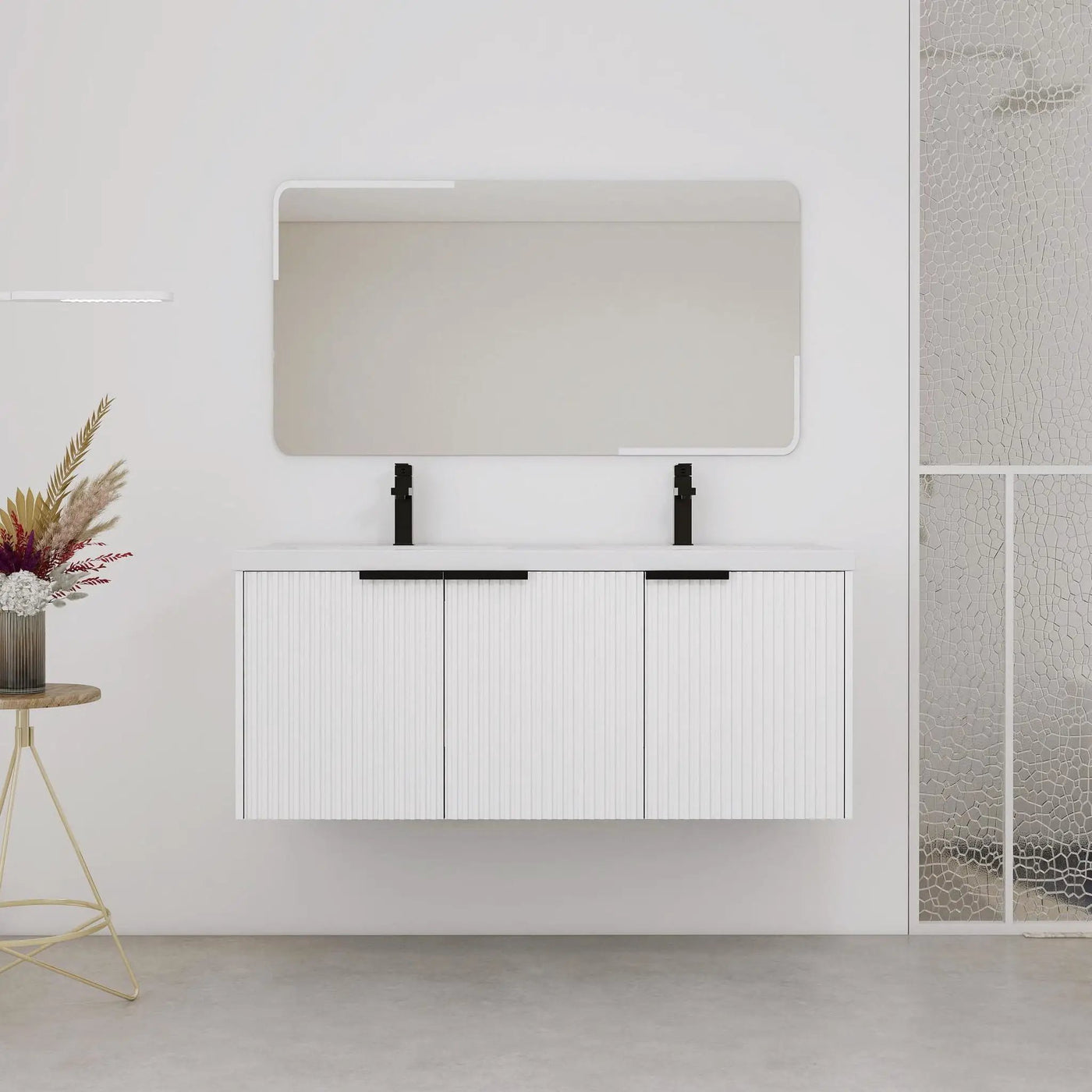 Contemporary Wall Mounted Bathroom Vanity With Resin Double Sink by Unique Piece Furniture
