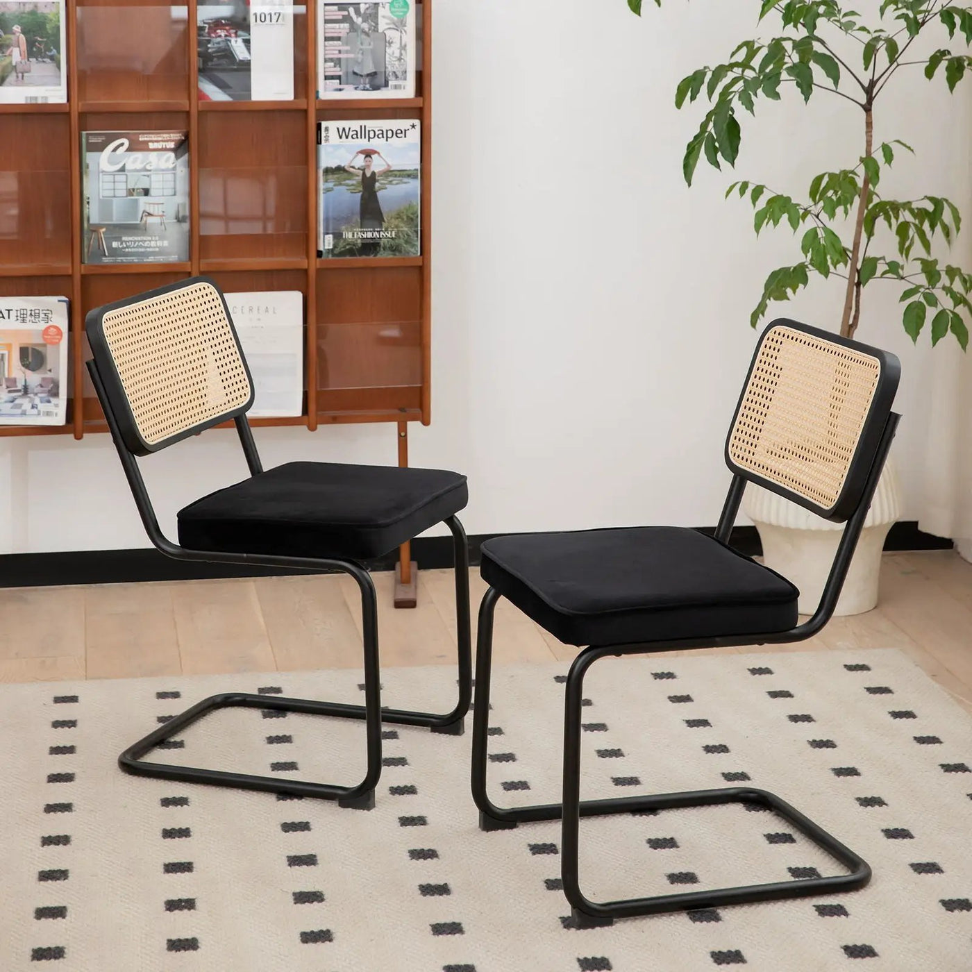 Rattan Side Accent Dining Chairs With Painted Legs (Set of 2) by Unique Piece Furniture
