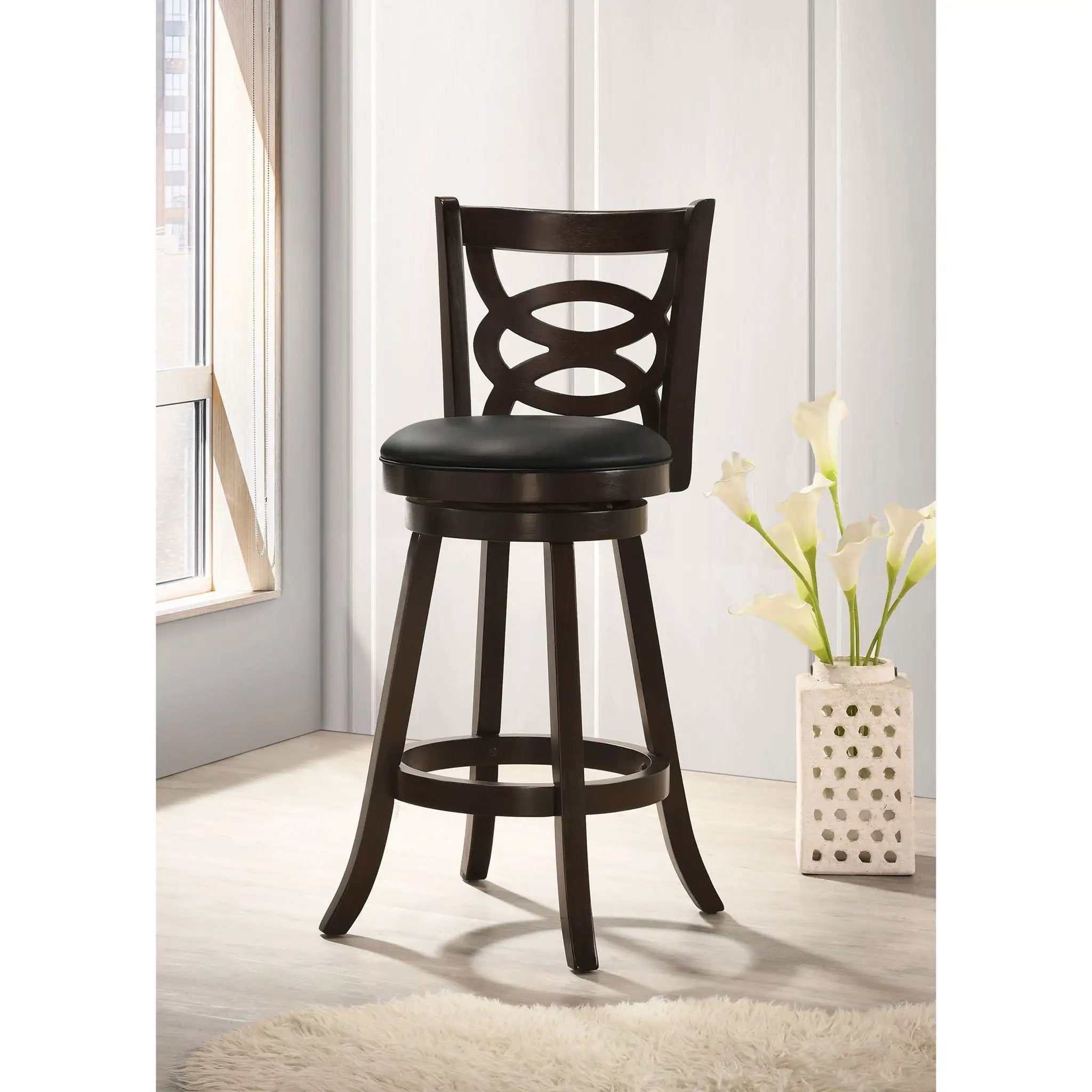 Swivel Bar Stool (Set of 2) - Black by HouseOfZazla