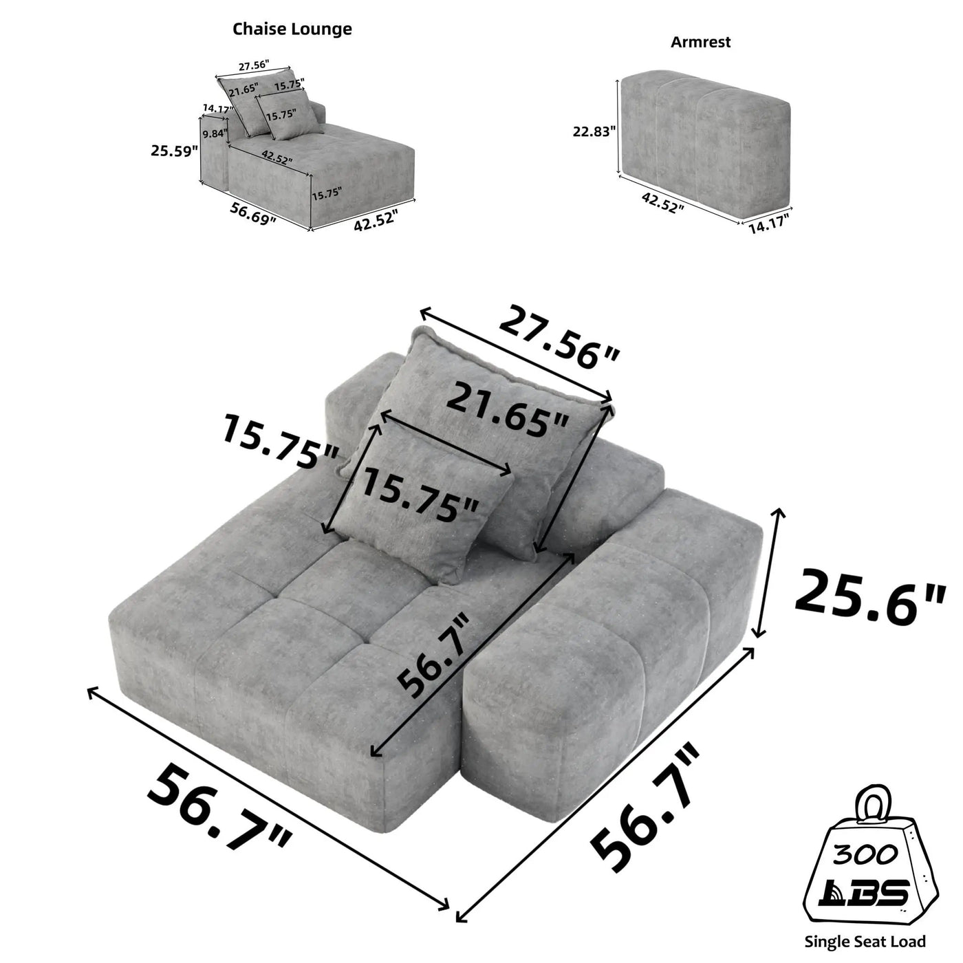 Modern Oversized Modular Sectional Sofa with Sparkling Chenille Fabric by HouseOfZazla
