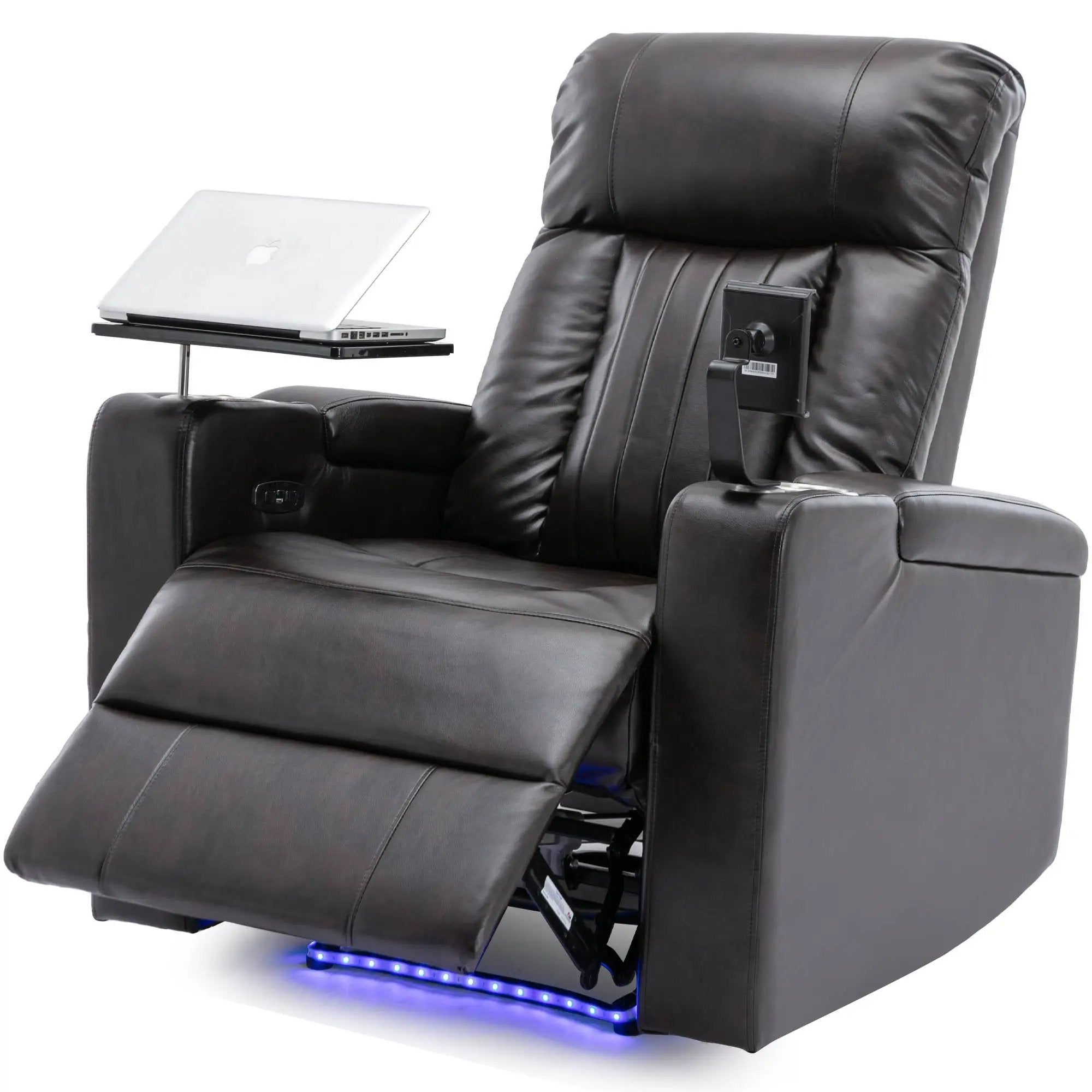 Power Recliner With Storage Arms, Cupholders, Swivel Tray Table And Cell Phone Stand - Brown by HouseOfZazla
