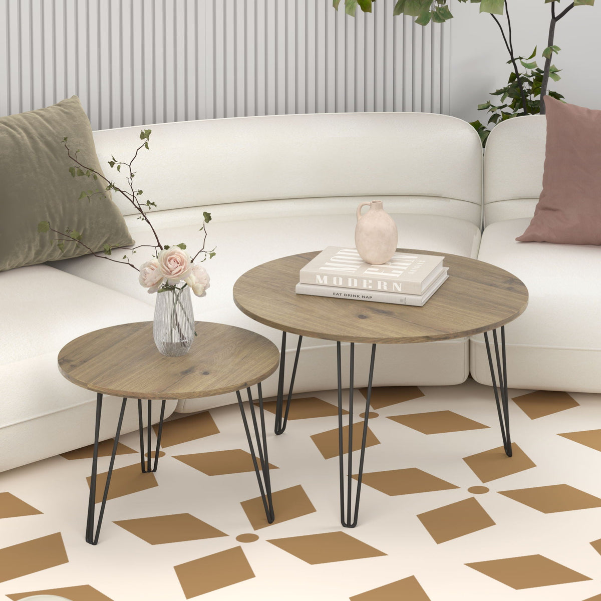 Round Nesting Coffee Table For Living Room (Set of 2), photo 10 of 14
