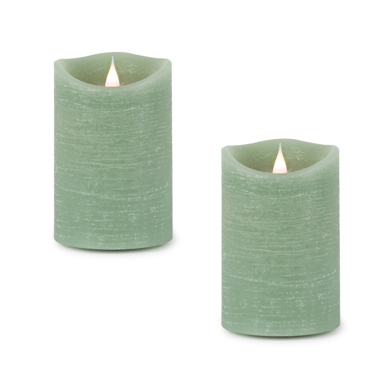 Green simplux led designer wax candle with remote (set of 2)