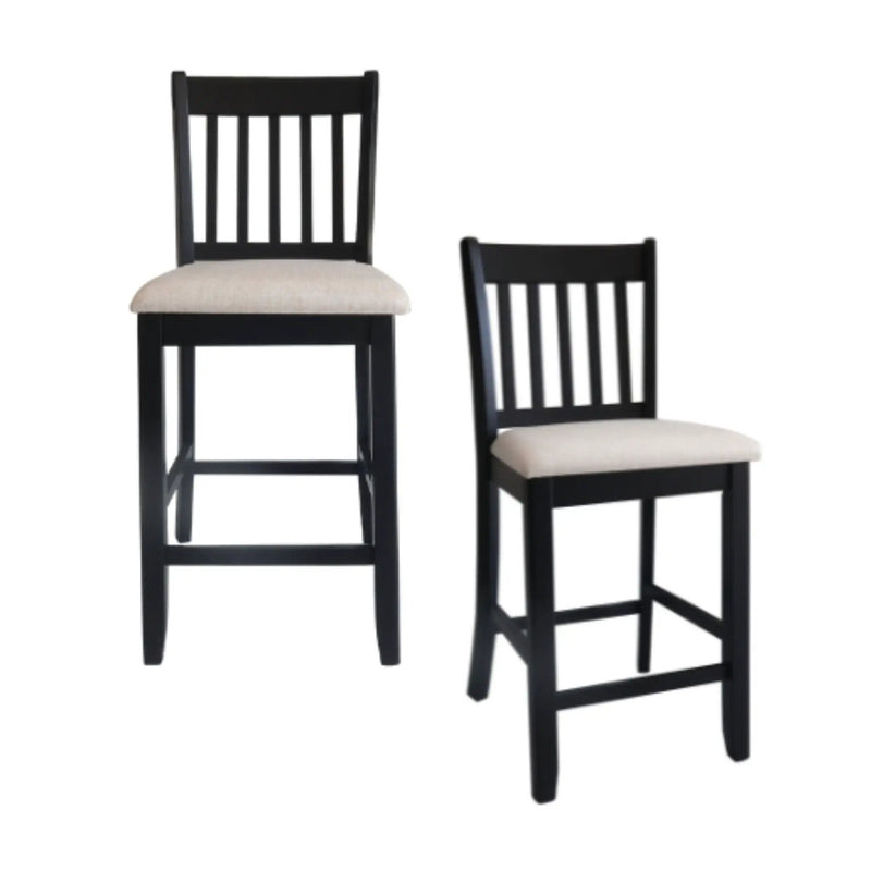 Transitional Rubberwood Dining Room Chairs (Set of 2) With Slatted Back - Black by Unique Piece Furniture