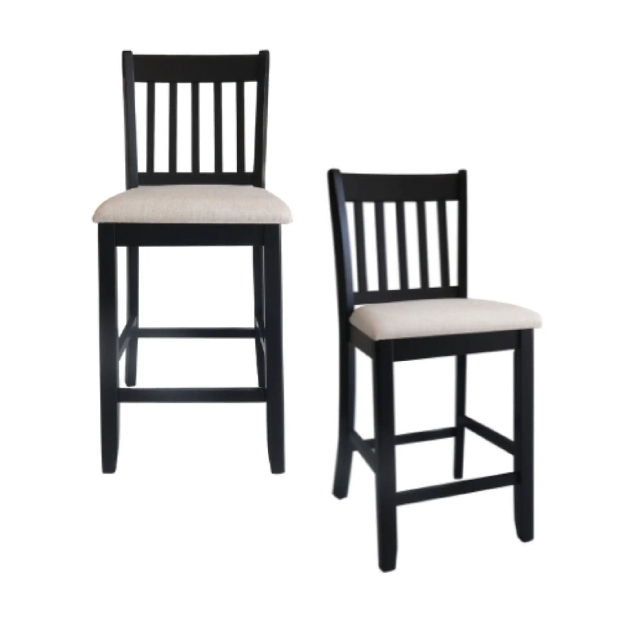 Transitional Rubberwood Dining Room Chairs (Set of 2) With Slatted Back - Black by HouseOfZazla