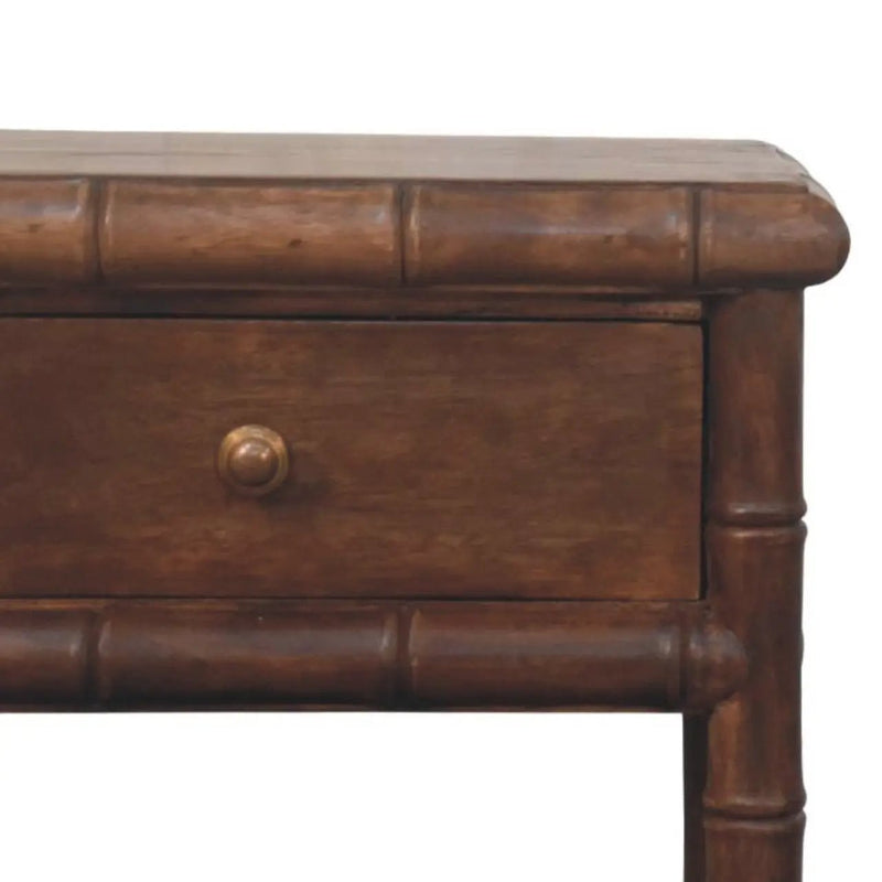 Solid Wood Bamboo Carved Bedside Table by HouseOfZazla