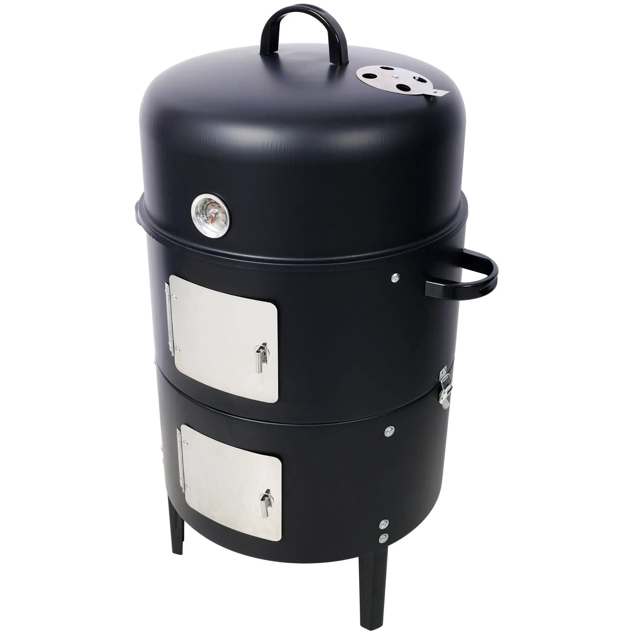 Heavy Duty Round Bbq Grill 17" Steel Charcoal Smoker For Outdoor Cooking - Black by HouseOfZazla