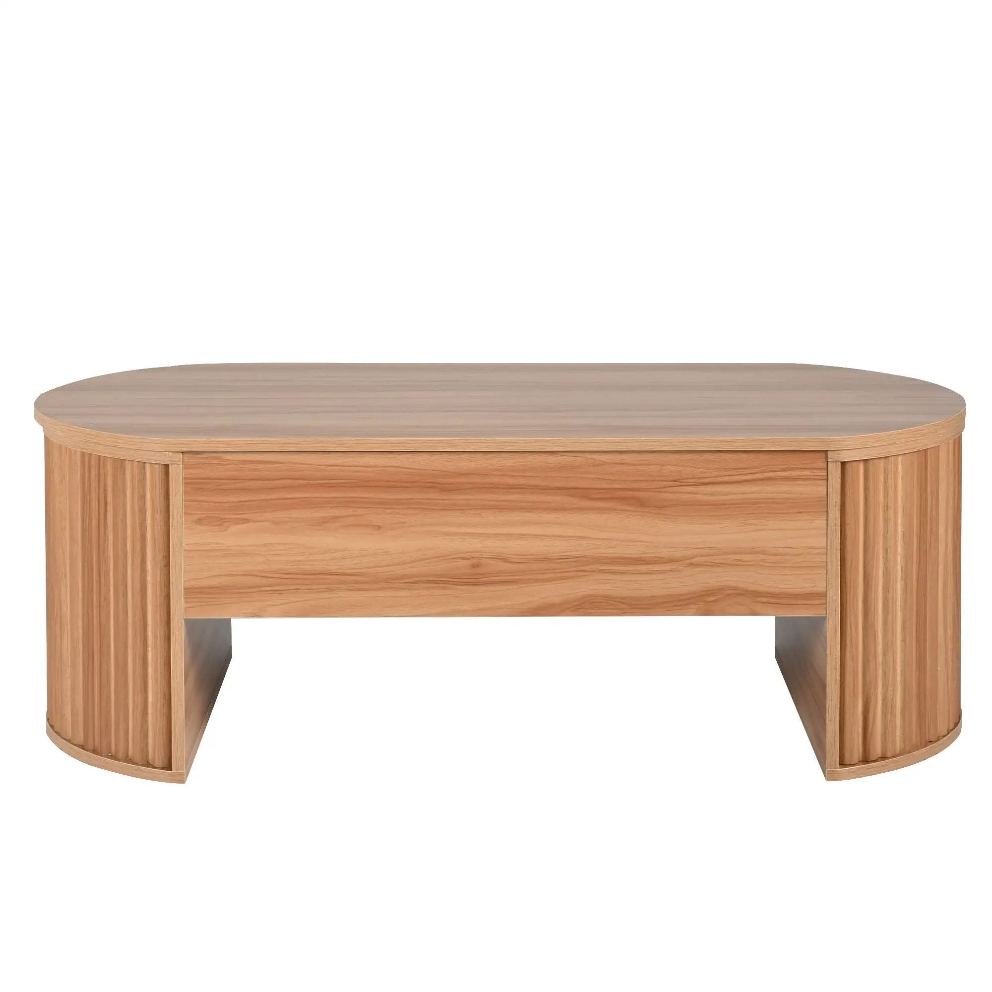 Lift Top Coffee Table With Hidden Compartment, Modern Oval Lift Tabletop For Home Living Room by HouseOfZazla