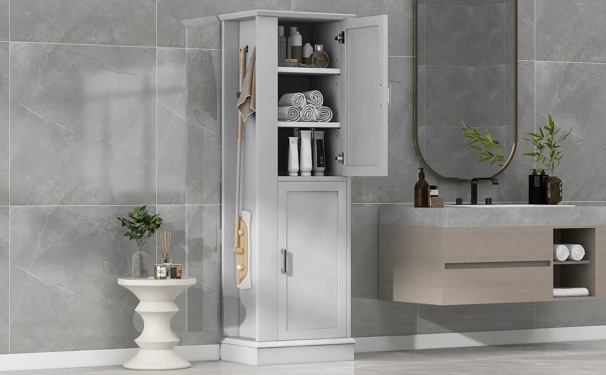 Tall Bathroom Storage Cabinet by HouseOfZazla