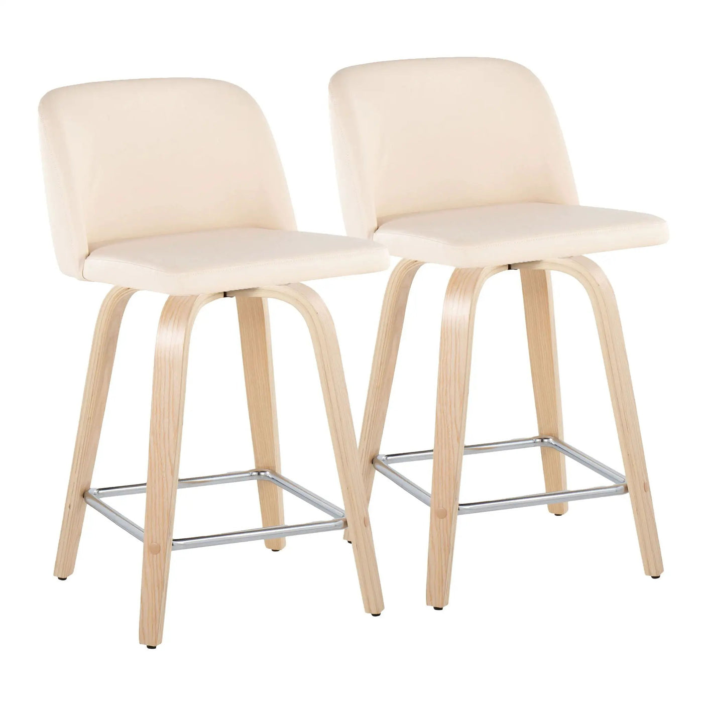 Toriano - Contemporary Fixed Height Counter Stool With Swivel With Square Footrest (Set of 2) by HouseOfZazla