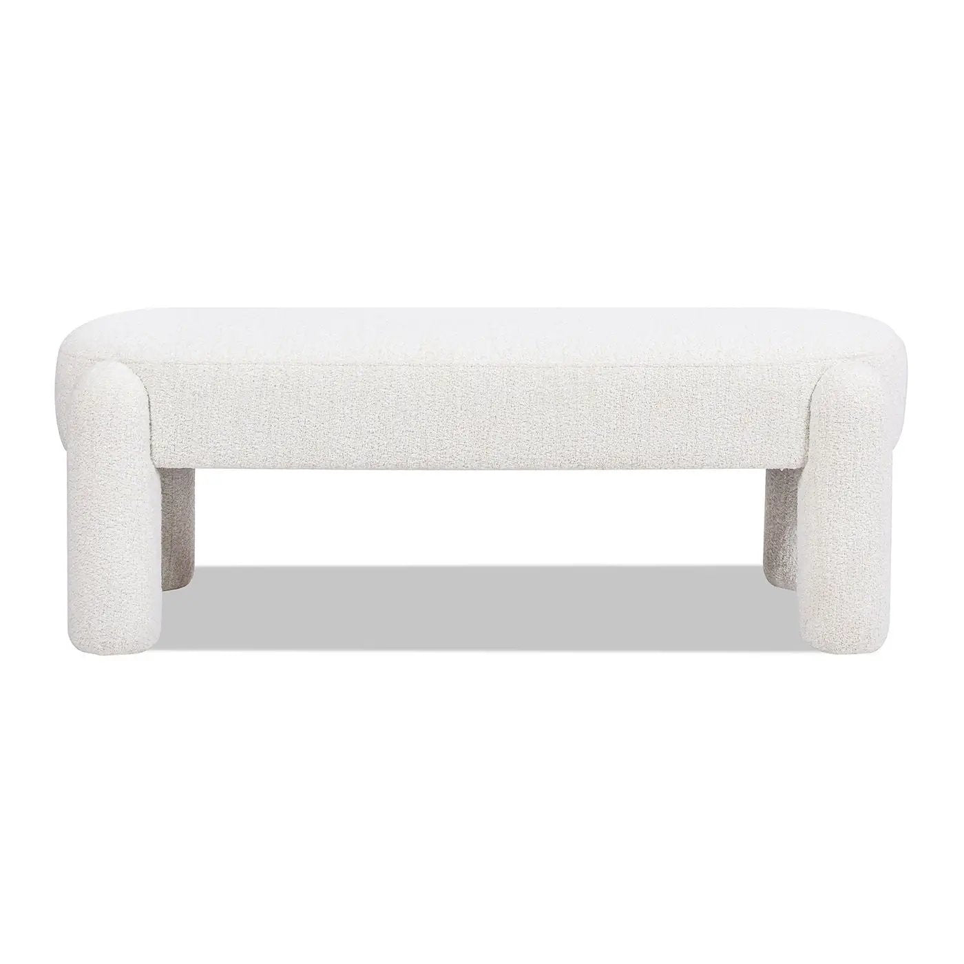 Hugo - Oval Fully Upholstered Bench - Milk Cream White by Unique Piece Furniture