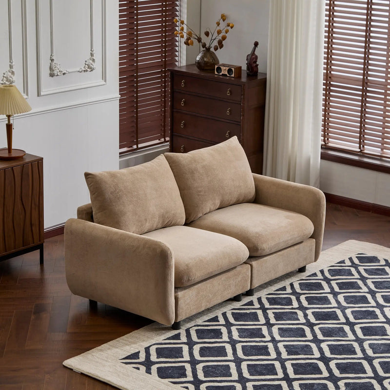 69 in. 2-Seats Modular Sectional Velvet Sofa Corner Chair Sofa Couch, Nomad by HouseOfZazla