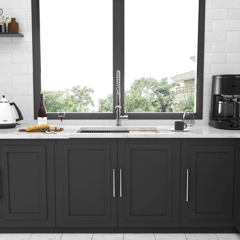 32" Undermount Kitchen Sink Brushed Nickel 16 Gauge Stainless Steel Single Bowl With Ledge Workstation, 32 X 19 X 9 Inch by HouseOfZazla