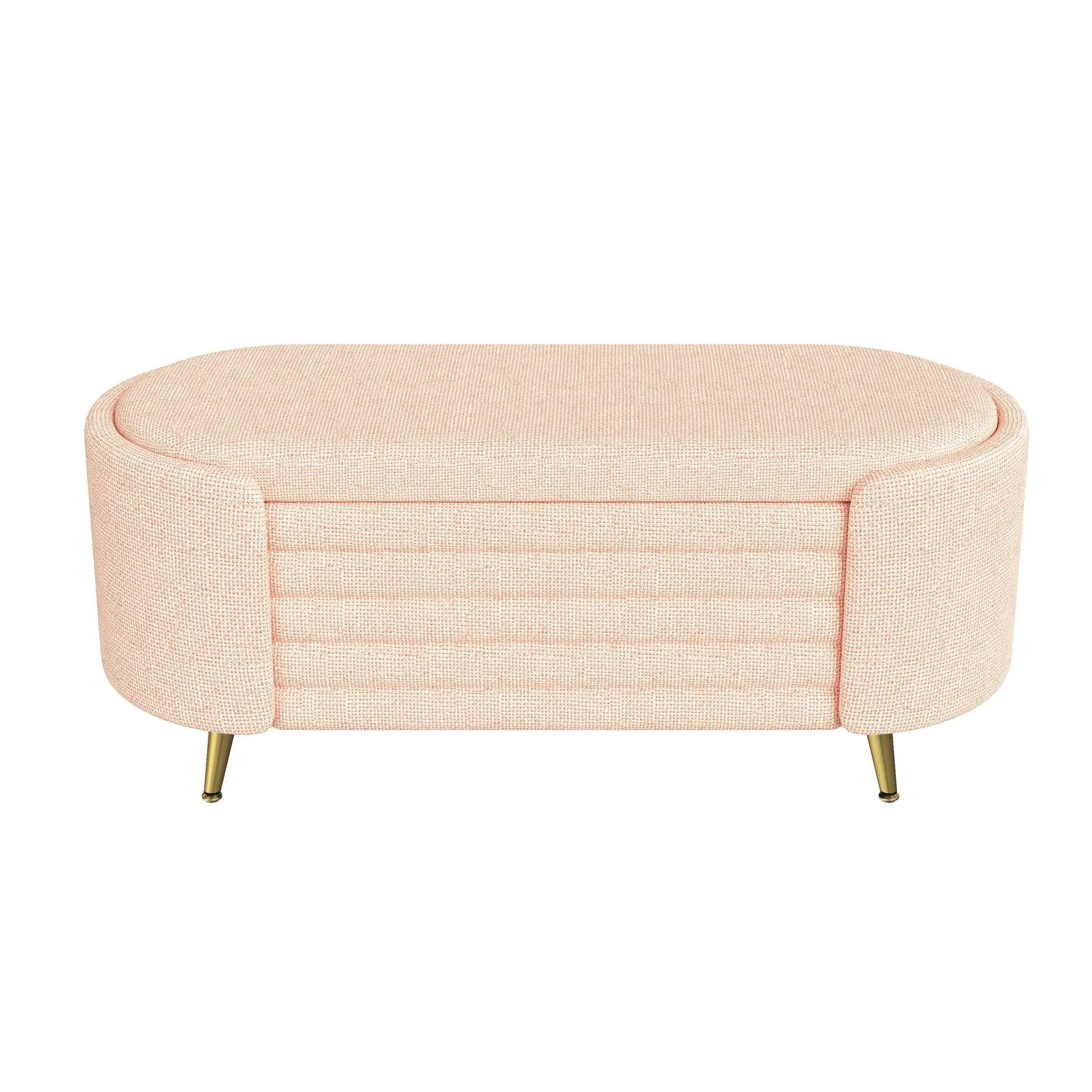 Modern Oval Storage Ottoman With Upholstery by HouseOfZazla